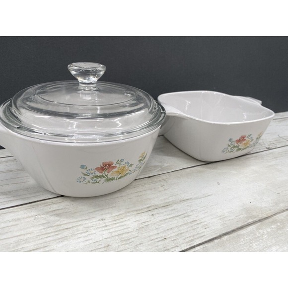 2 Vintage Corning Ware Dishes MEADOW Casserole P43B /Saucepan P89B W/LID - Picture 8 of 12